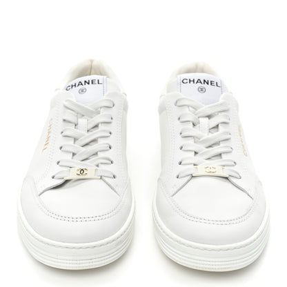 Chanel Calfskin Womens CC Logo Sneakers 39 White 2 of 8