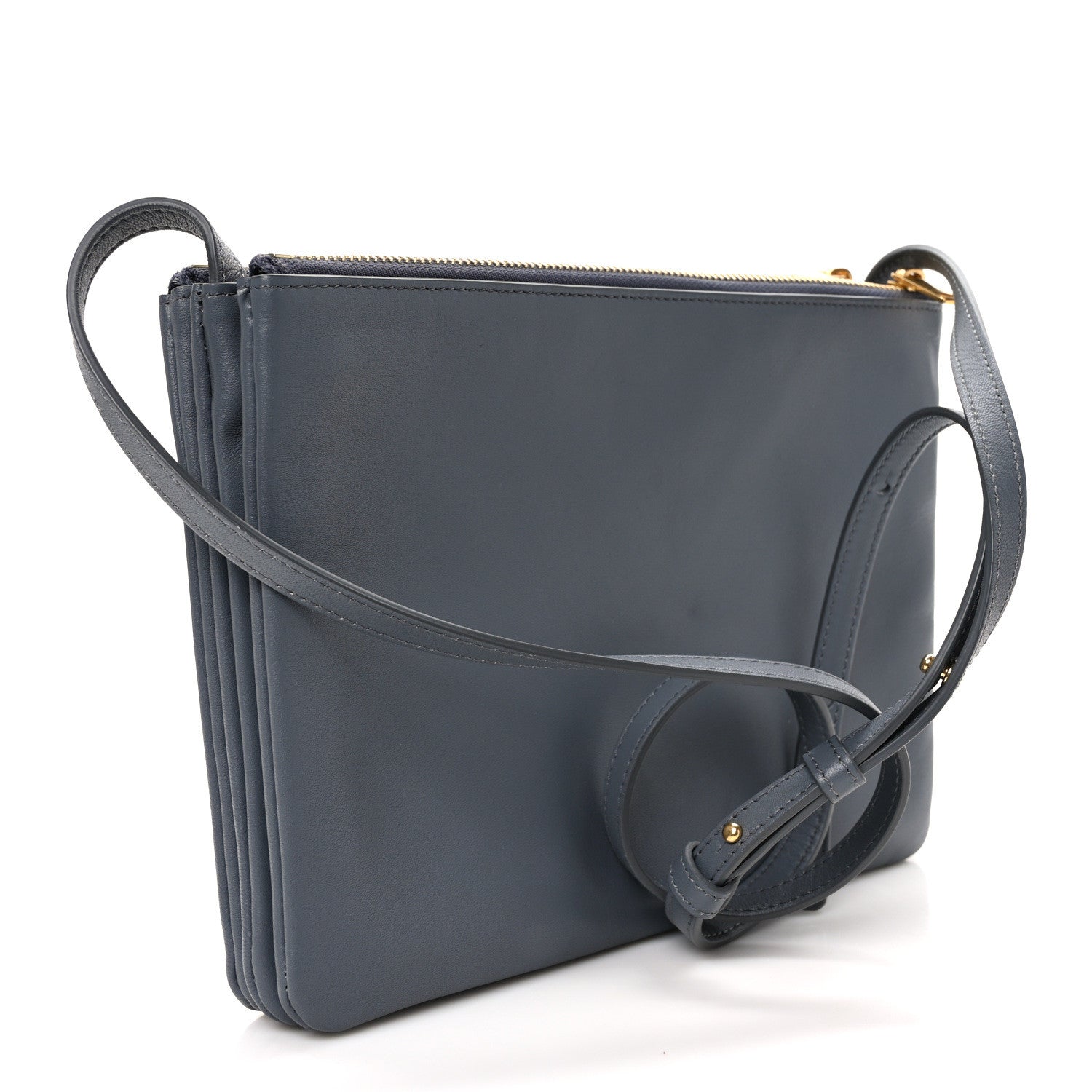 Celine Lambskin Large Trio Crossbody Bag Medium Grey 1543385