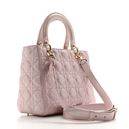 Christian Dior Pearly Lambskin Cannage Medium Lady Dior Lotus 3 of 13