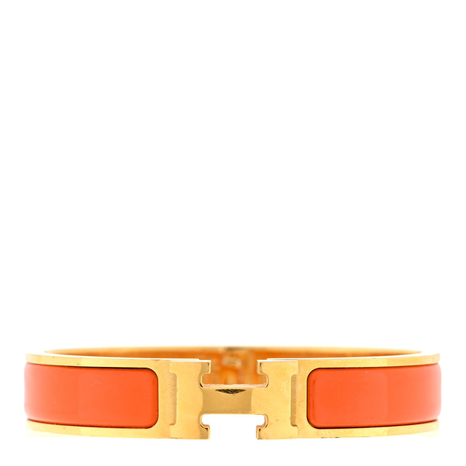 Hermes Enamel Narrow Clic Clac H Bracelet GM Orange 1 of 3