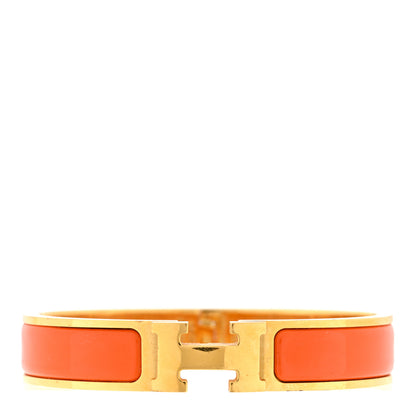 Hermes Enamel Narrow Clic Clac H Bracelet GM Orange 1 of 3