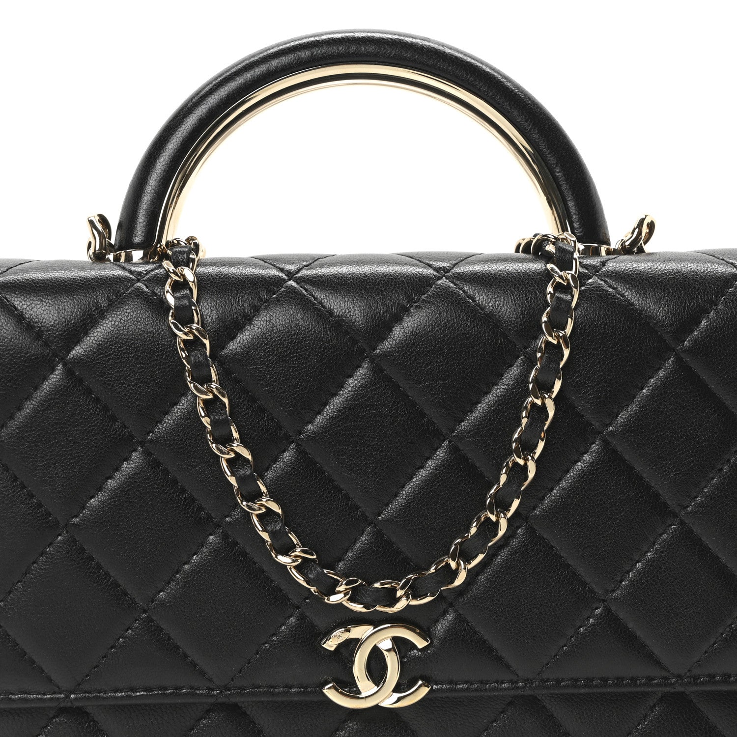 Chanel Lambskin Quilted Top Handle Wallet On Chain WOC Black 8 of 11
