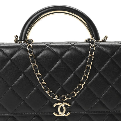 Chanel Lambskin Quilted Top Handle Wallet On Chain WOC Black 8 of 11