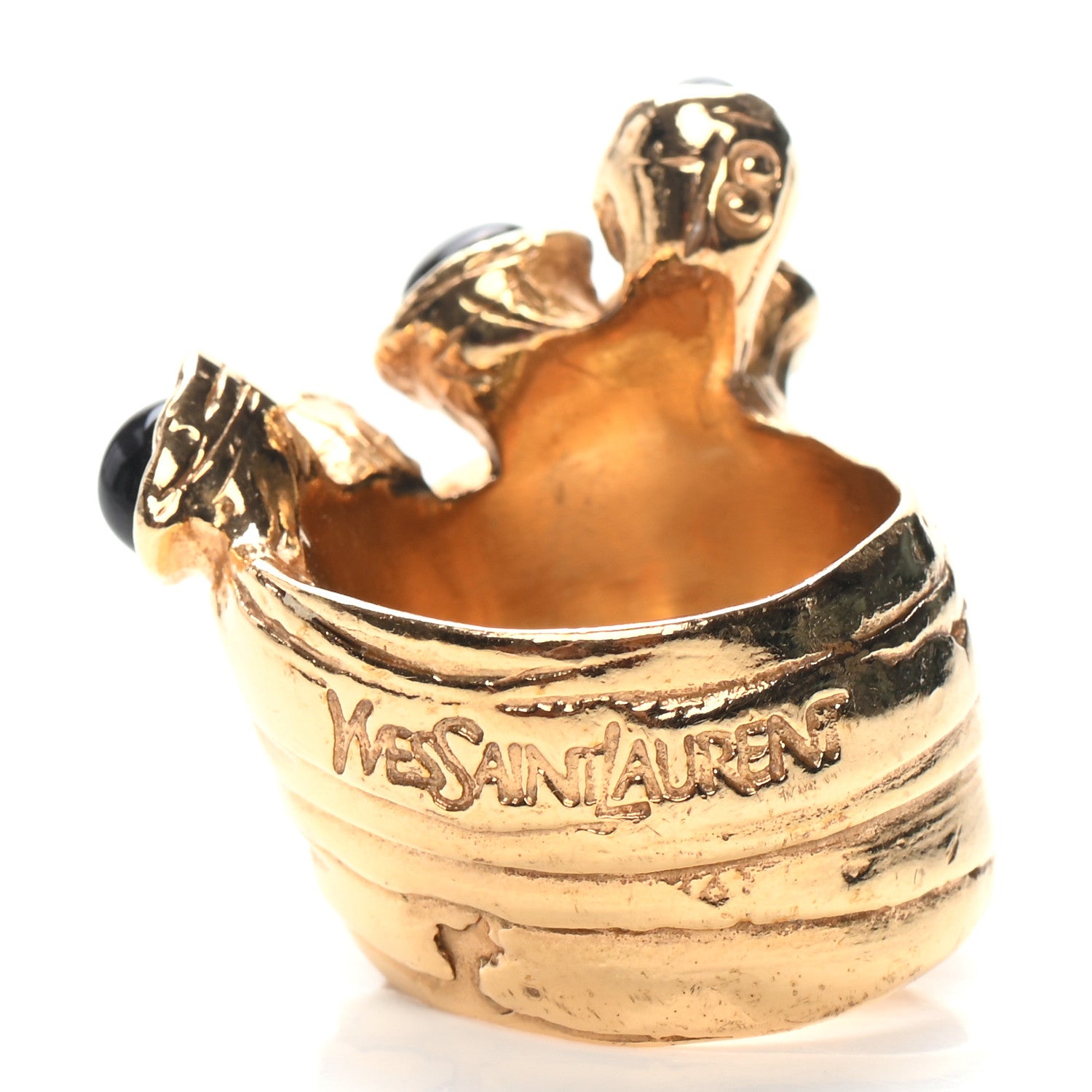Saint Laurent Arty Dots Ring 8 Gold Black 4 of 4