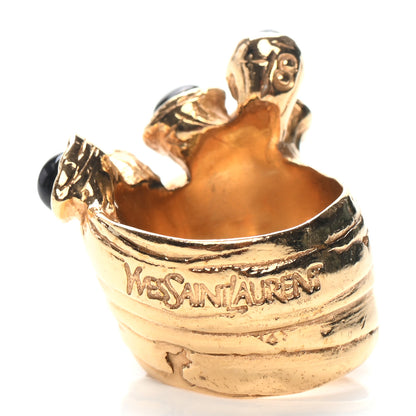 Saint Laurent Arty Dots Ring 8 Gold Black 4 of 4