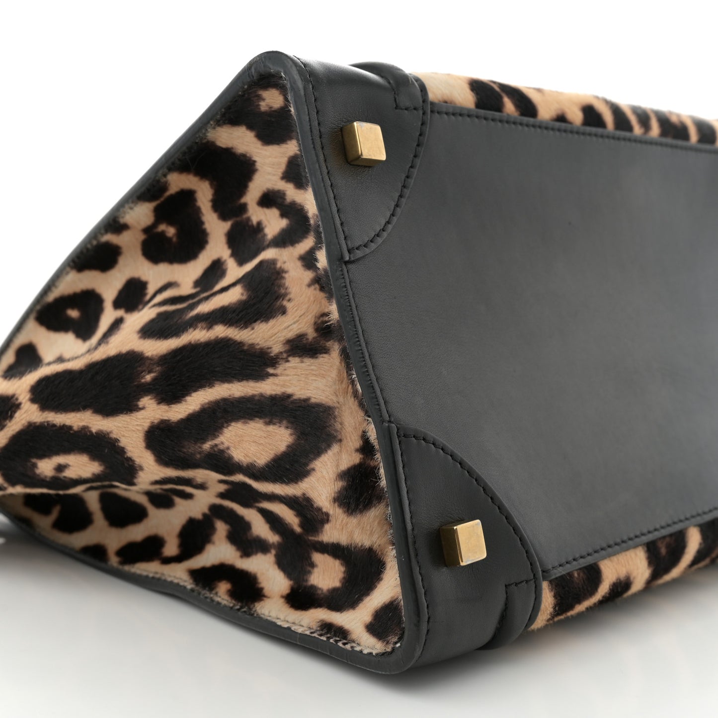 Leopard Pony Hair Mini Luggage Black