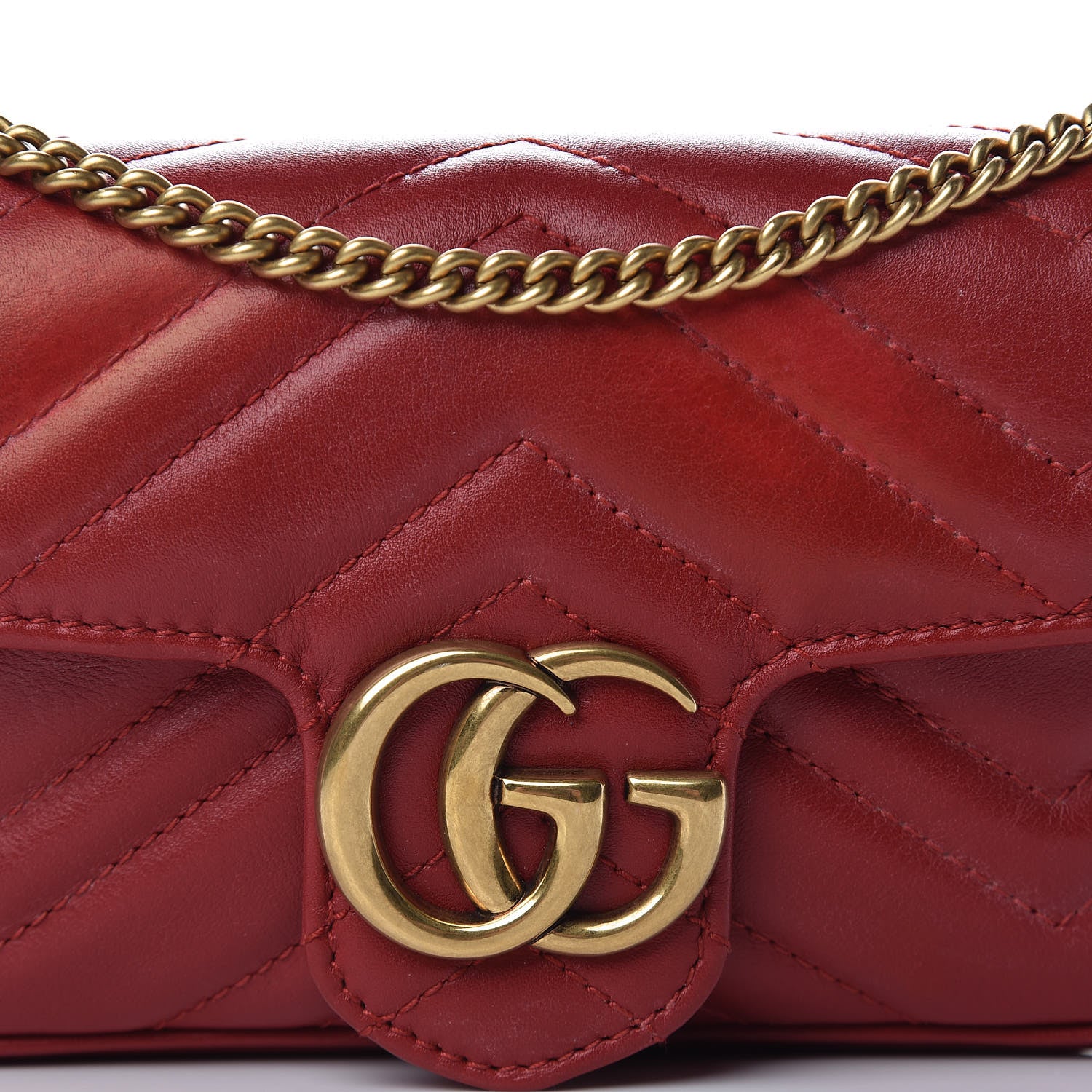 Gucci Calfskin Matelasse Super Mini GG Marmont Shoulder Bag Hibiscus Red 8 of 16