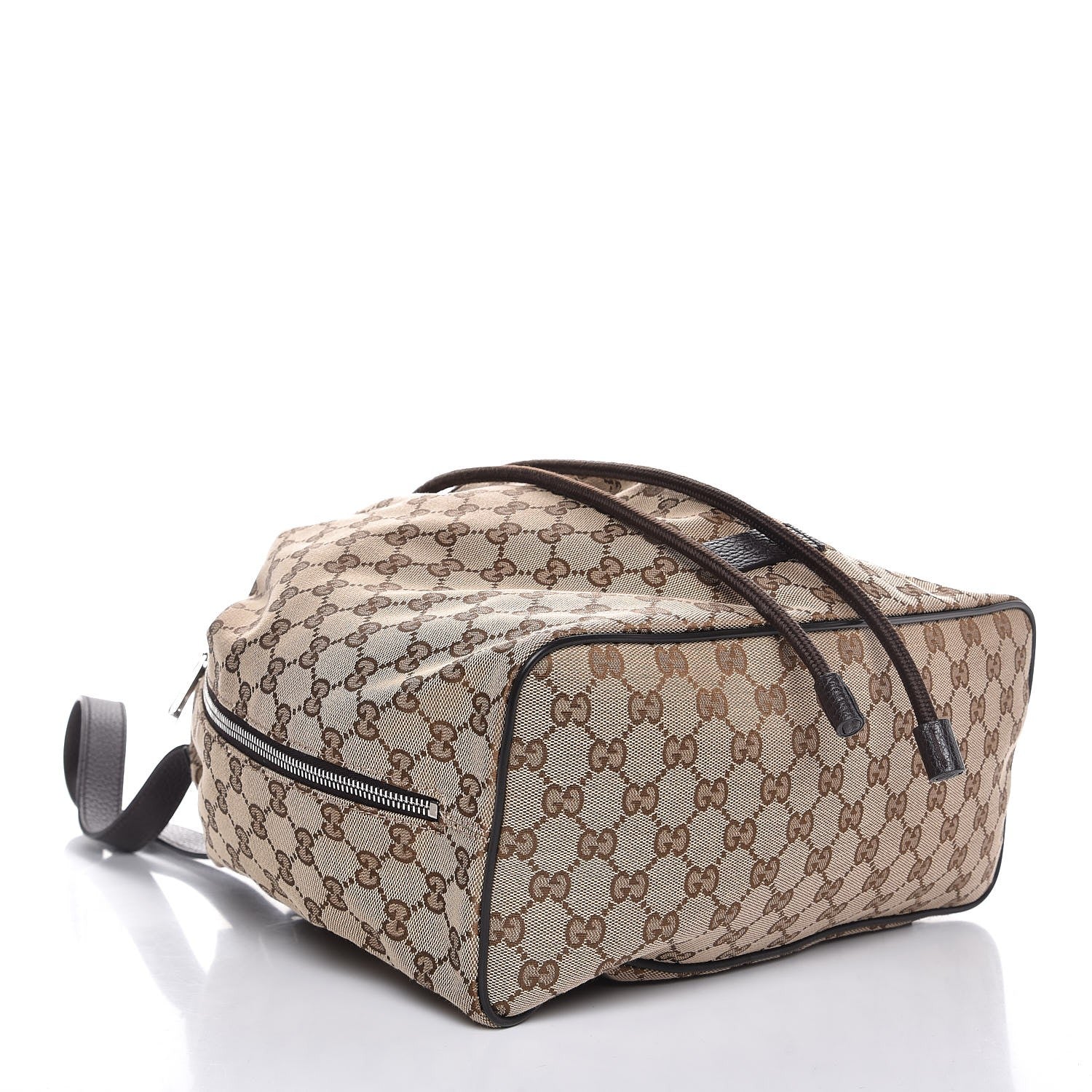 Gucci Monogram Dollar Calfskin O Drawstring Backpack Beige Ebony Testa di Moro Dark Chocolate 4 of 7