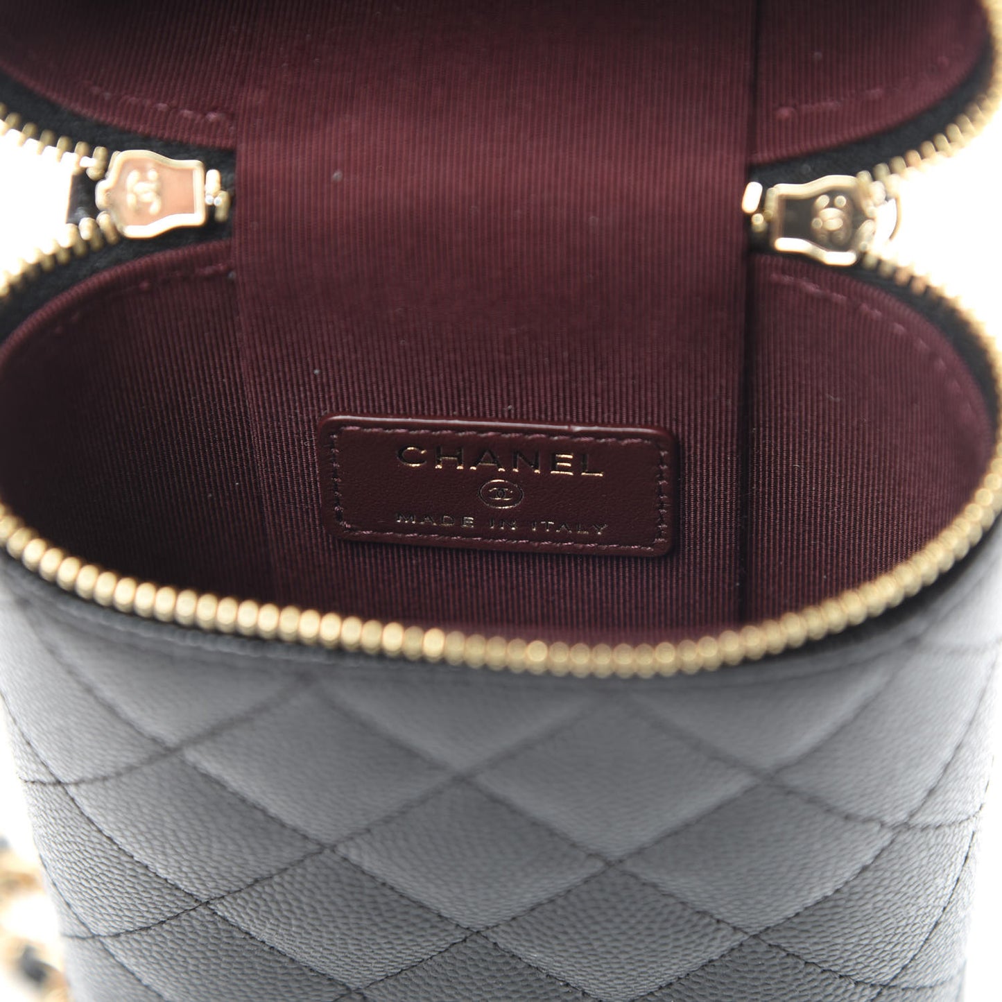 Caviar Quilted Phone Holder With Chain Black