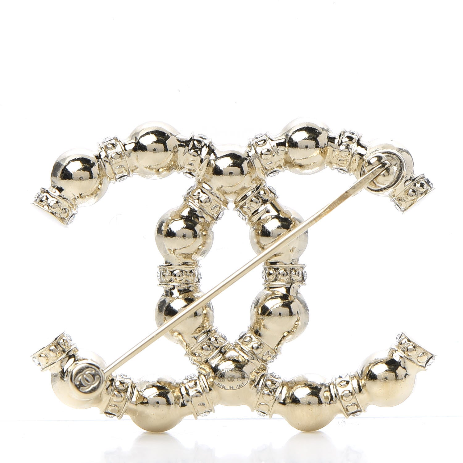 Chanel Pearl Crystal Nefertiti CC Brooch Gold 3 of 5