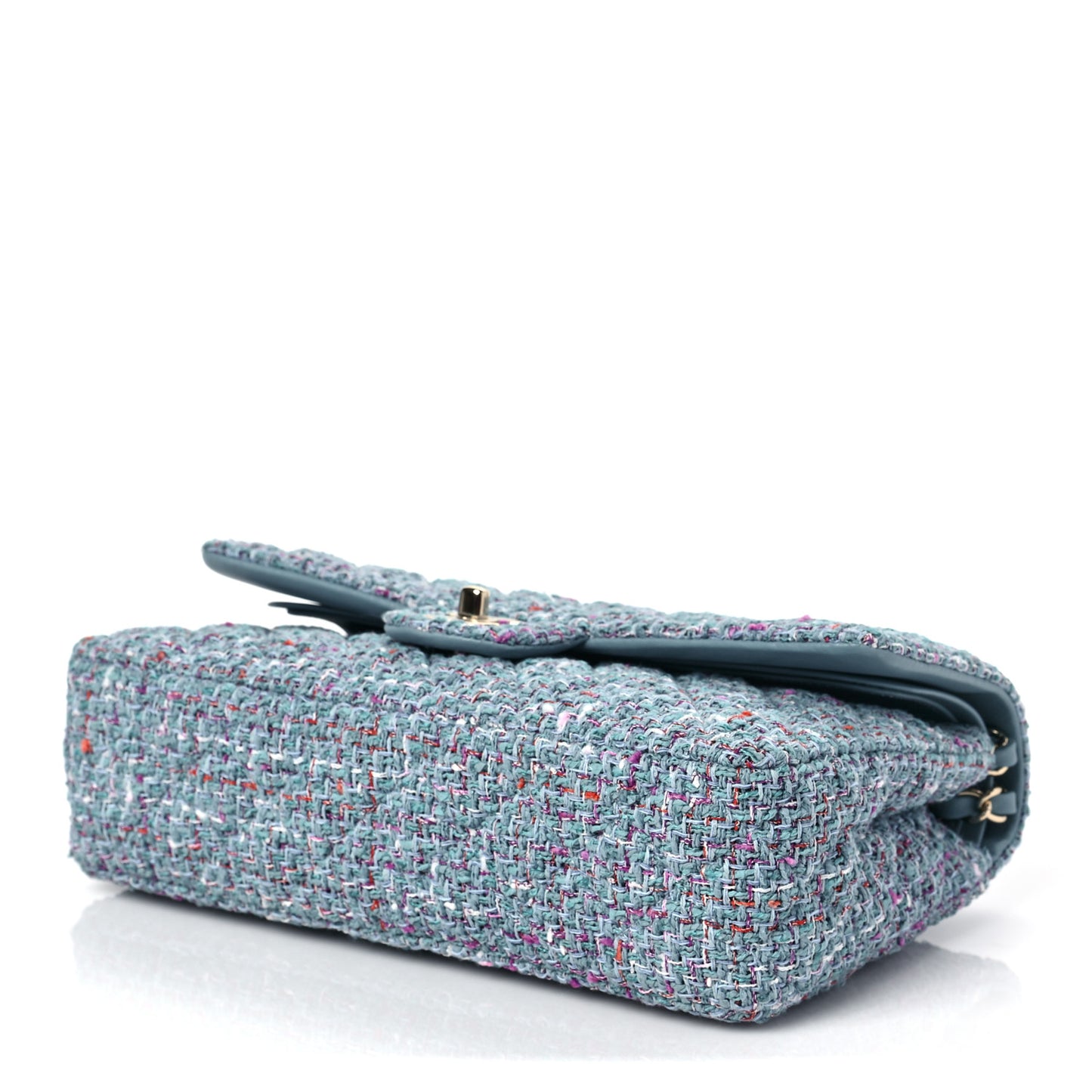 Tweed Quilted Medium Double Flap Turquoise Purple White Red