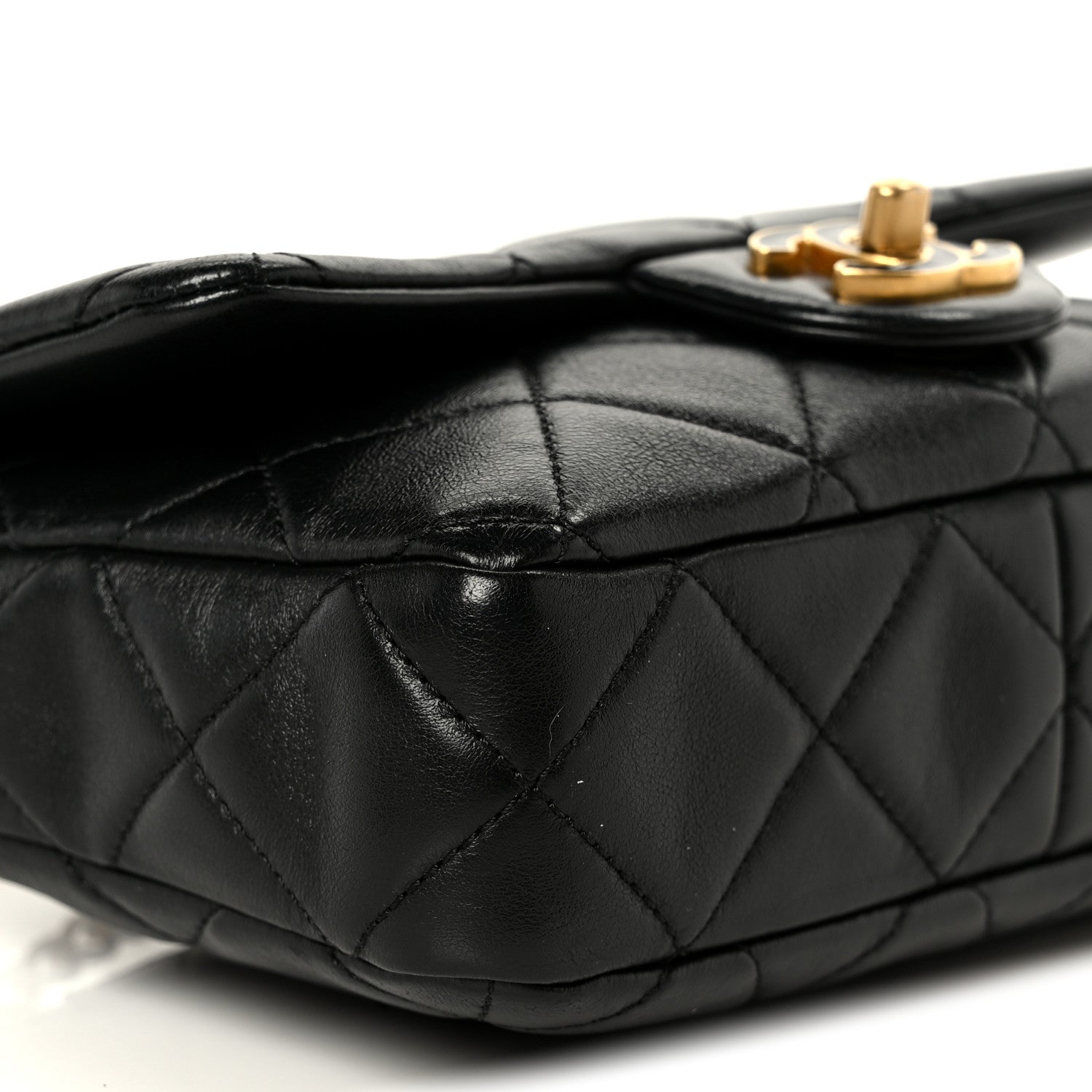 Chanel Lambskin Enamel Quilted Pending CC Square Flap Black 10 of 11