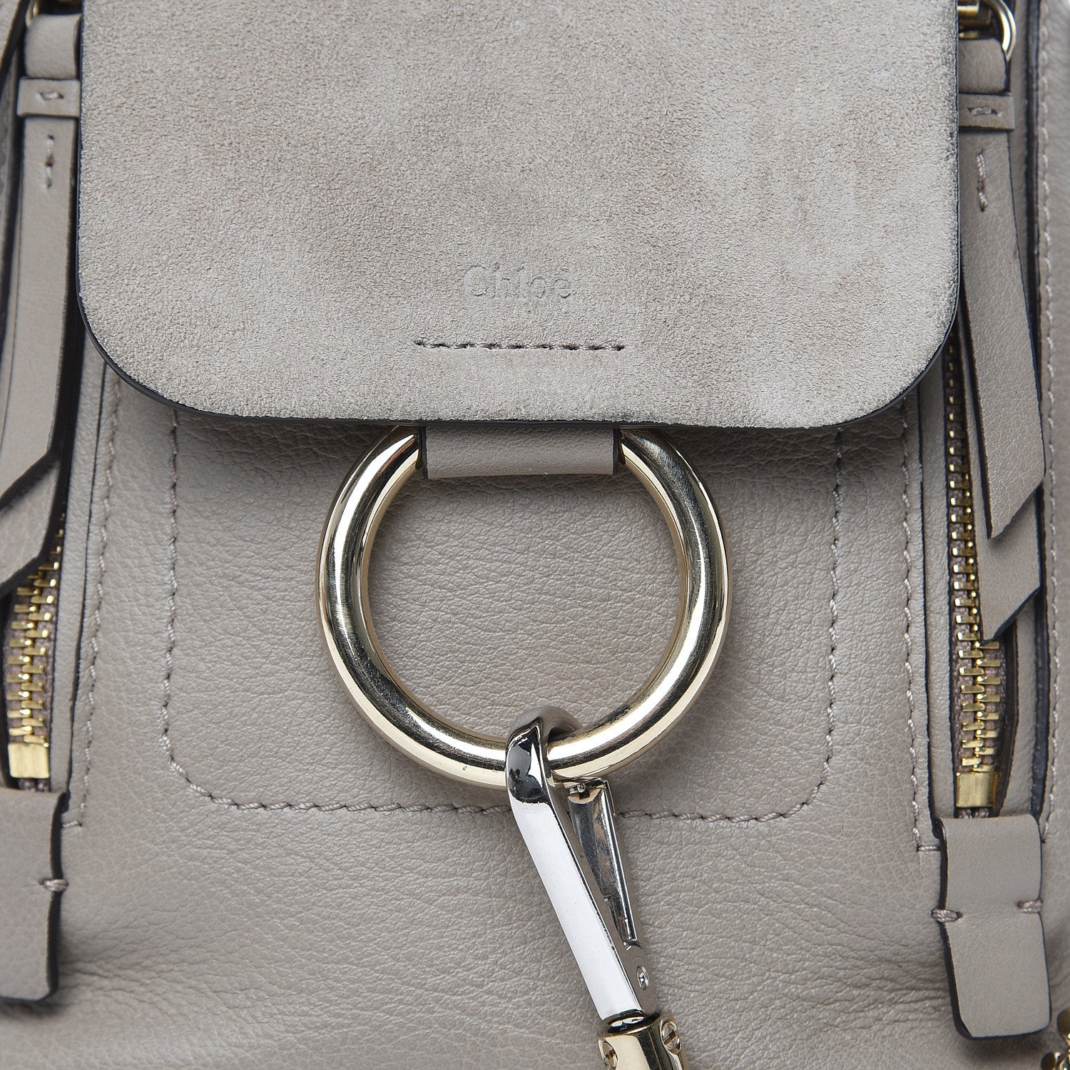 Chloe Suede Calfskin Mini Faye Backpack Motty Grey 13 of 14