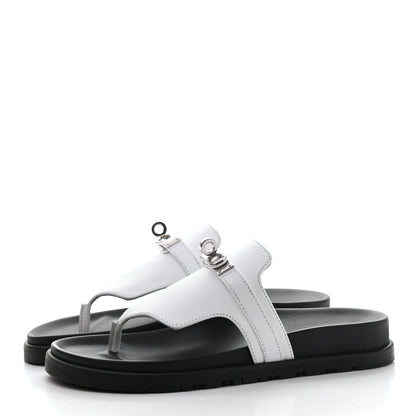 Hermes Calfskin Womens Empire Sandals 35 White 3 of 11