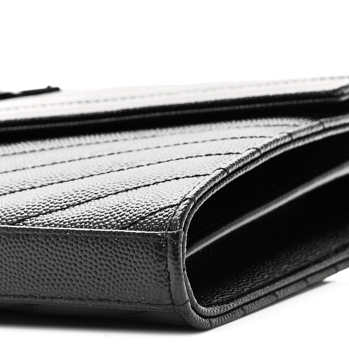 Grain De Poudre Matelasse Chevron Monogram Monochrome Chain Wallet Black