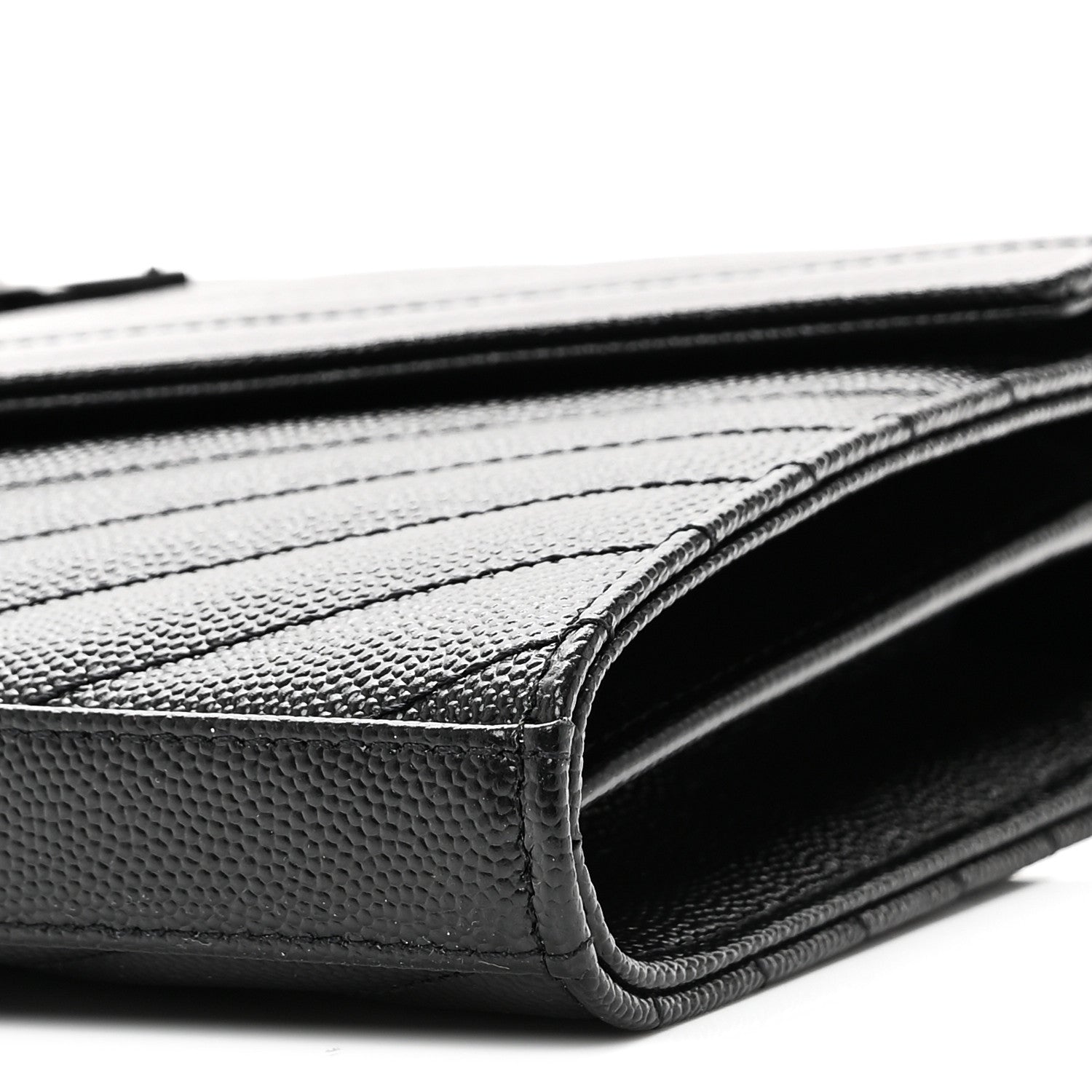 Saint Laurent Grain De Poudre Matelasse Chevron Monogram Monochrome Chain Wallet Black 9 of 10
