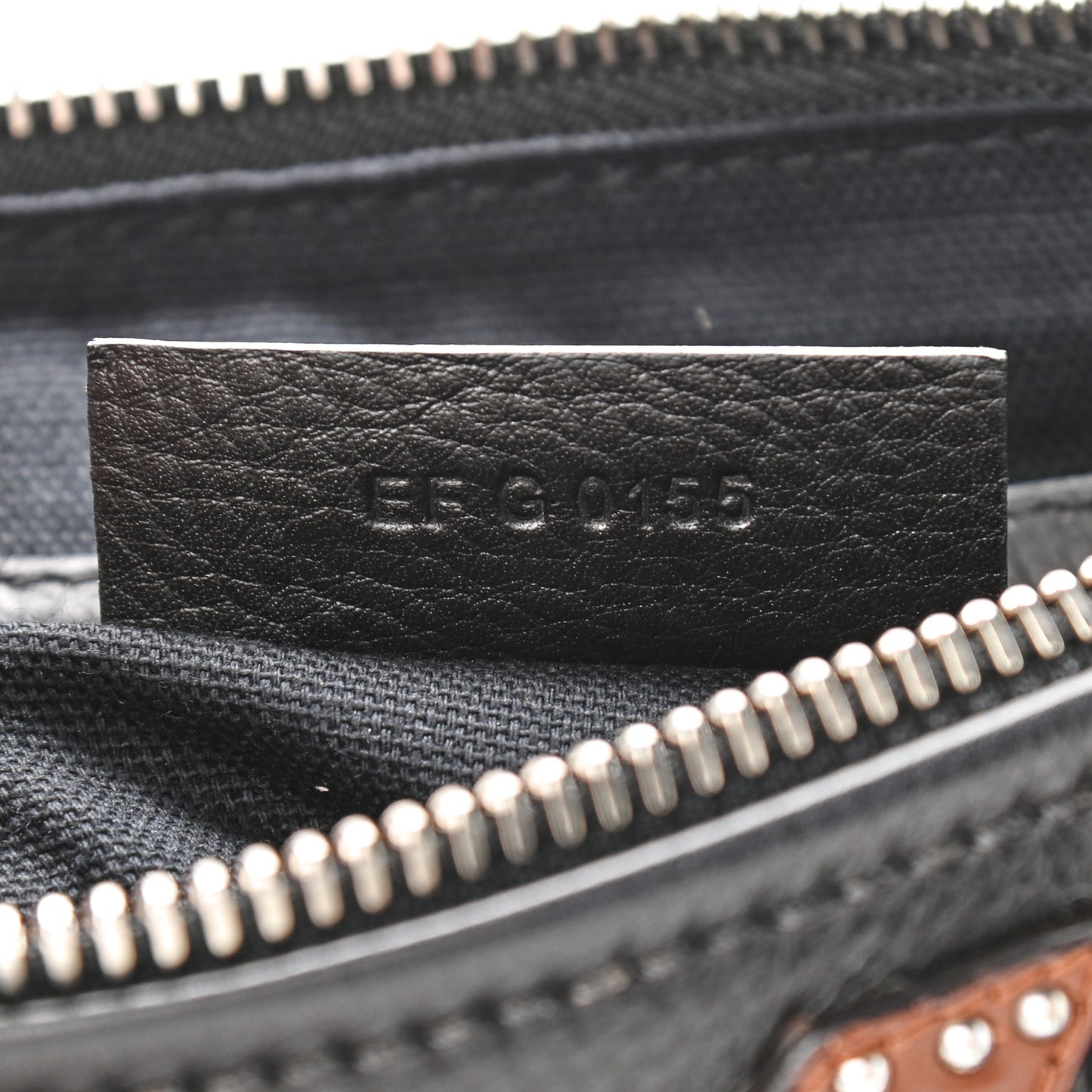 Calfskin Small Studded Pandora Black Brown