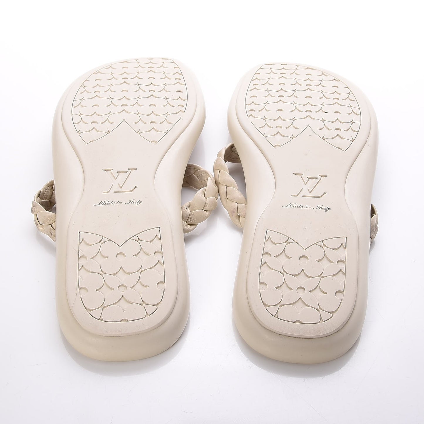 Damier Azur Flower Thong Sandals 39 White