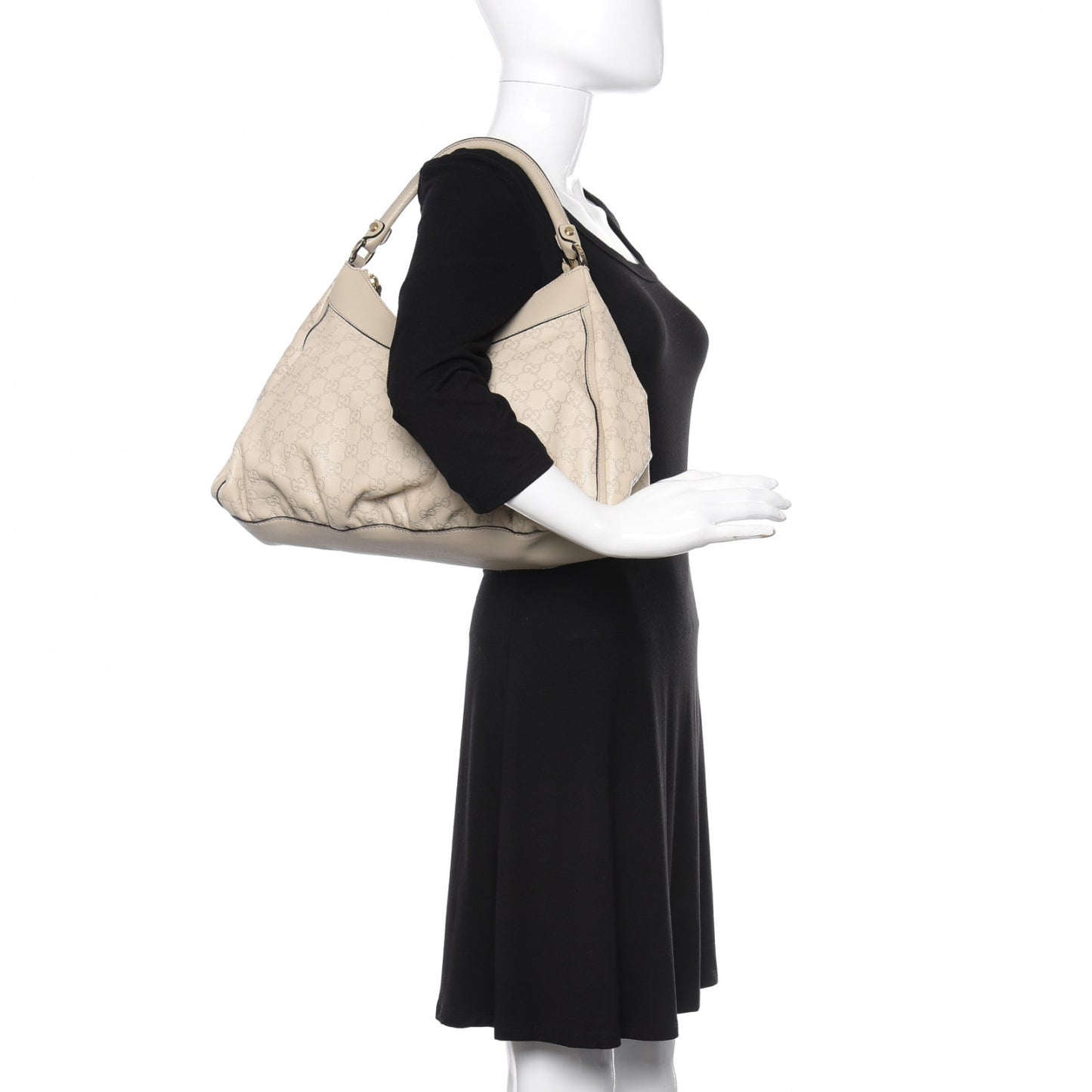 Guccissima Large D Gold Ring Hobo Off White