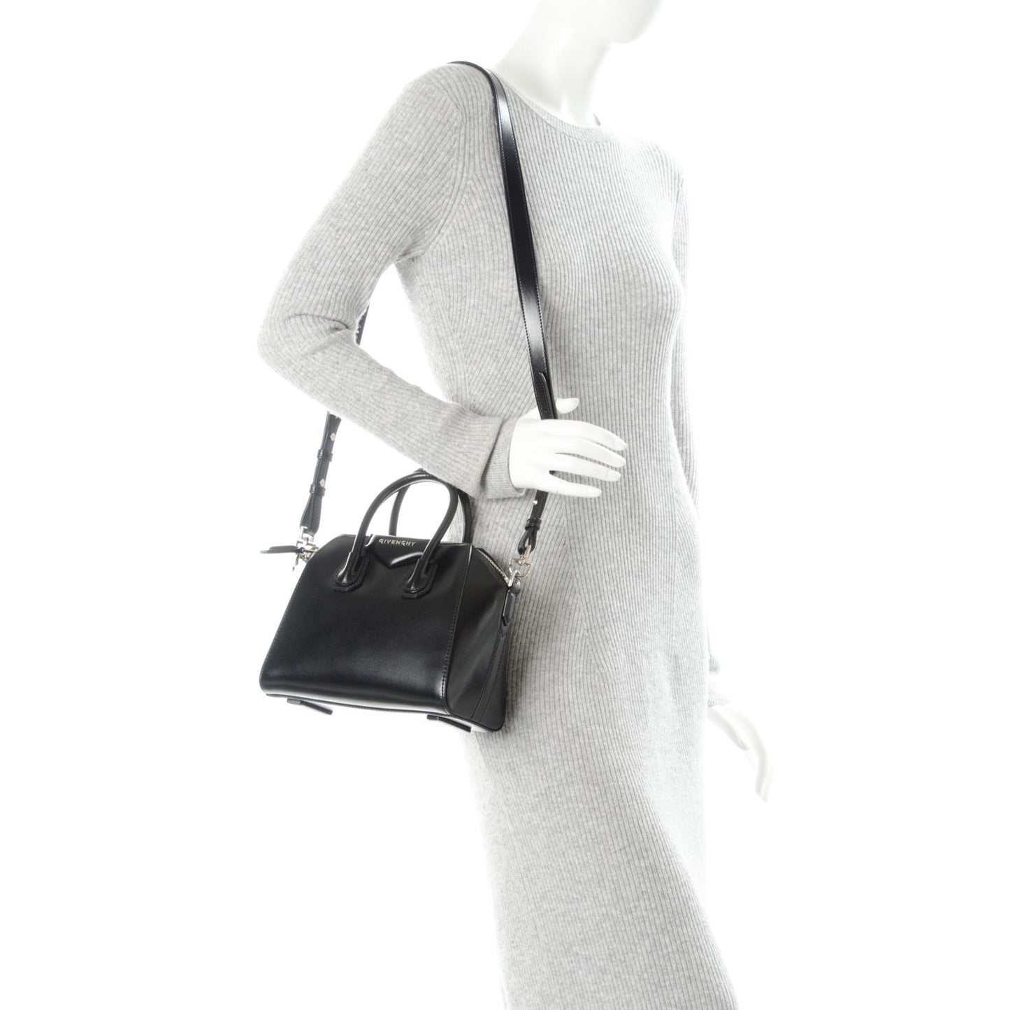 Shiny Lord Calfskin Mini Antigona Black