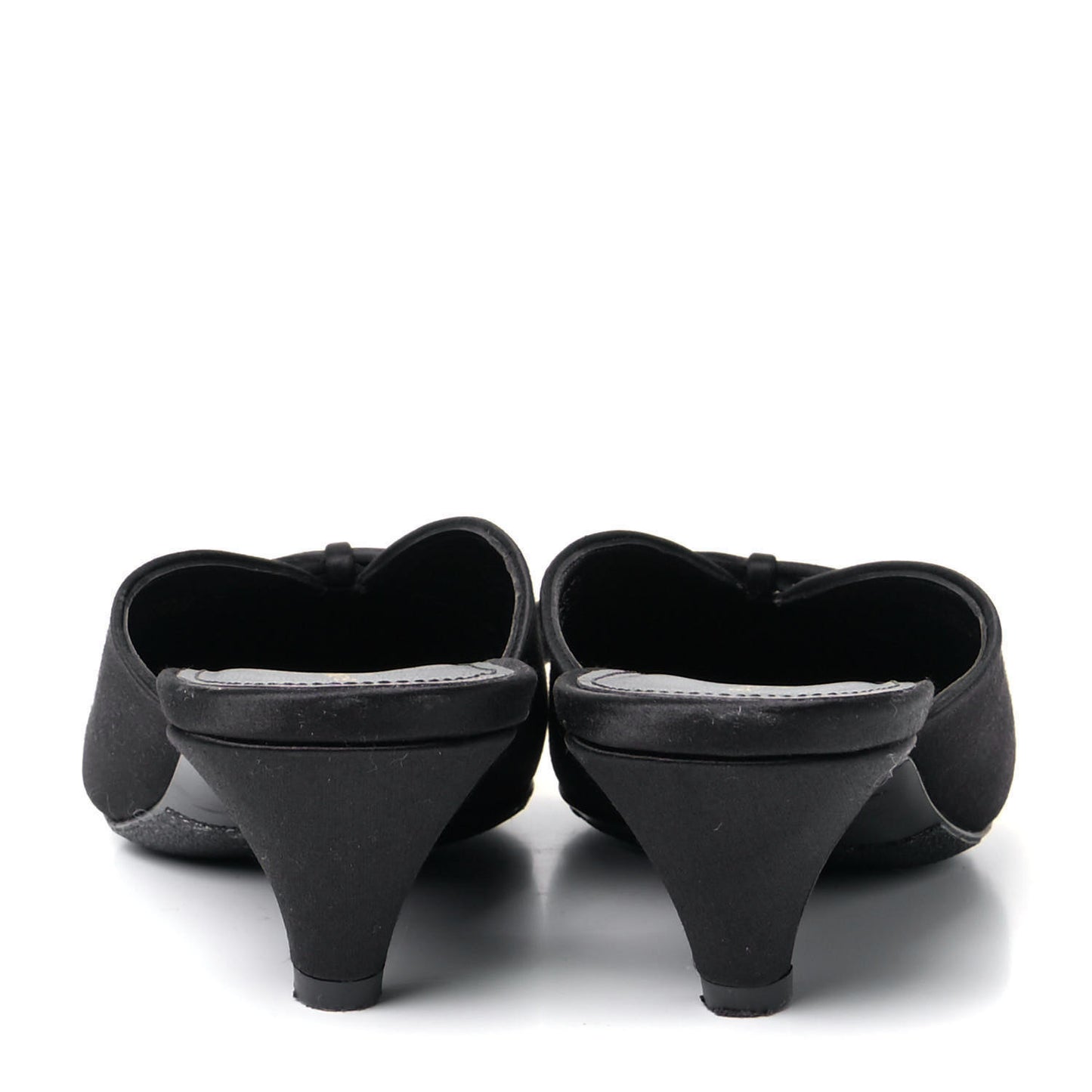 Satin Pointed Toe Knife Mules 39 Black
