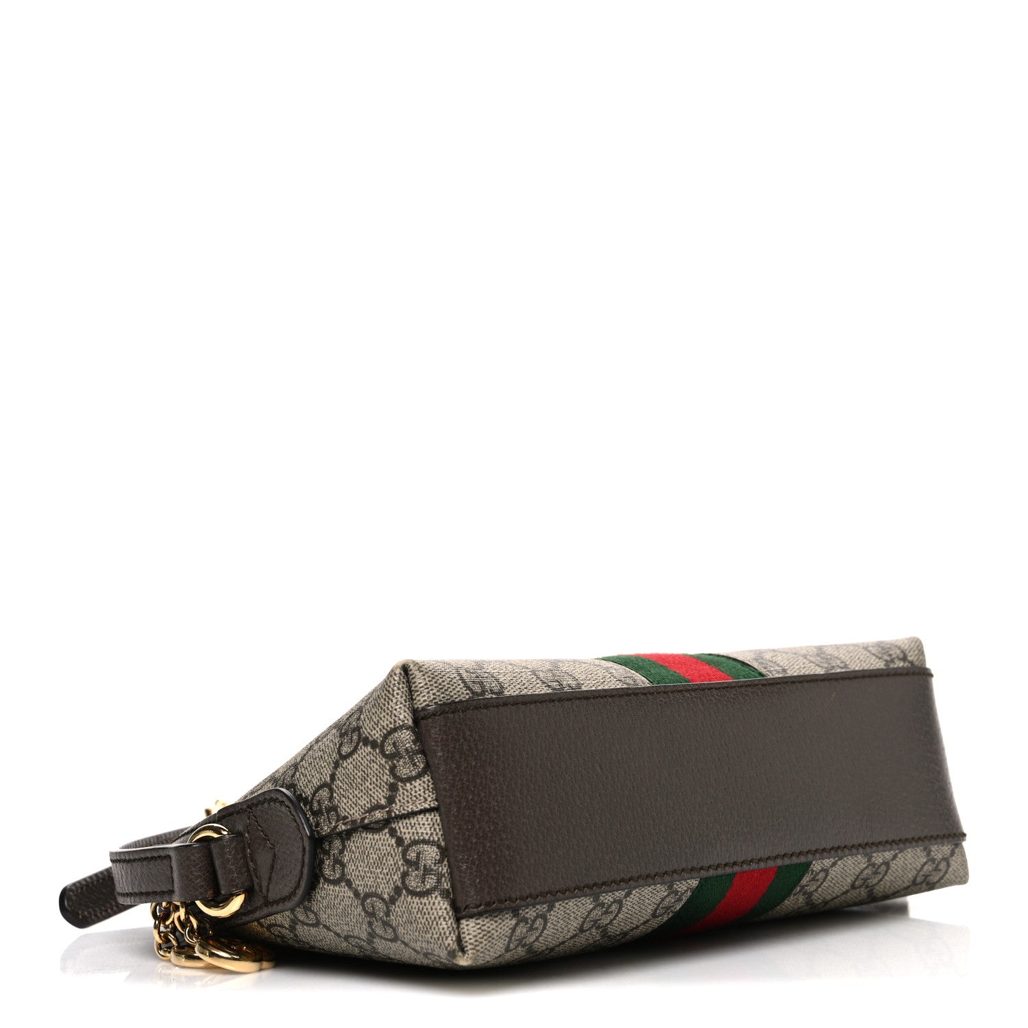 Gucci GG Supreme Monogram Textured Dollar Calfskin Web Small Ophidia Dome Shoulder Bag Beige Ebony New Acero 4 of 11