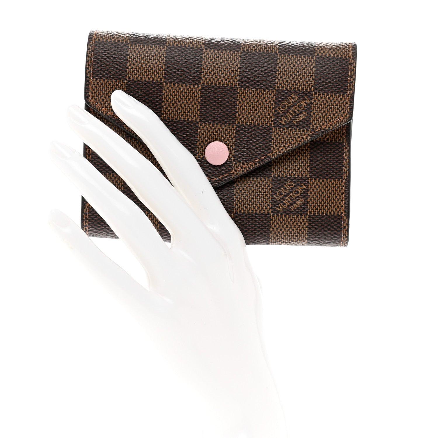 Louis Vuitton Damier Ebene Victorine Wallet Rose Ballerine 2 of 7