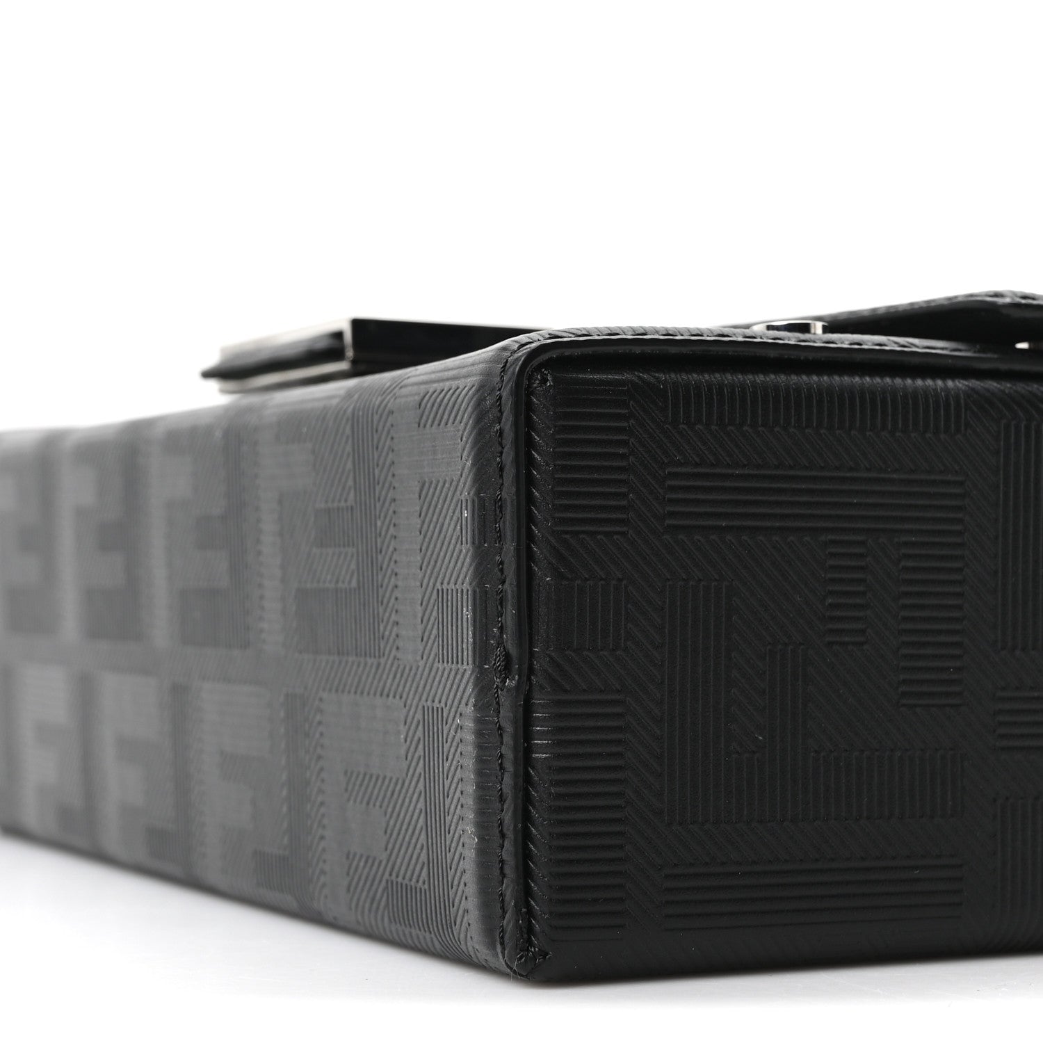 Fendi Vitello King FF Lines Embossed Baguette Soft Trunk Black 19 of 19