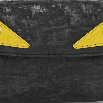 Fendi Vitello Elite Crystal Monster Eyes Simply Continental Wallet Black Cedro 7 of 10