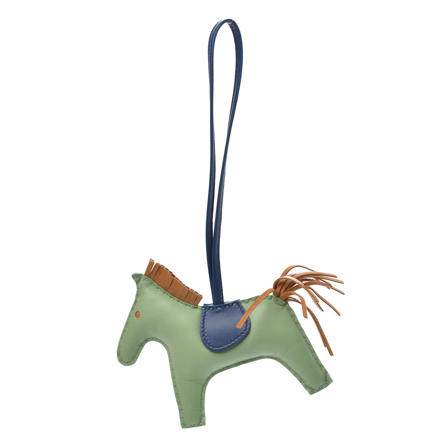 Hermes Milo Lambskin Grigri Rodeo Horse Bag Charm MM Vert Criquet Sesame Bleu de Malte 1 of 4