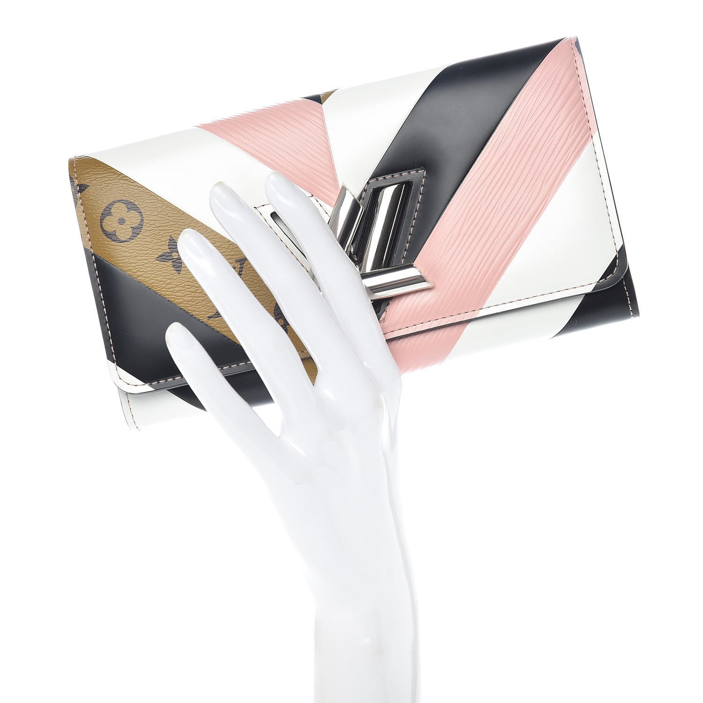 Epi Reverse Monogram Twist Wallet Rose Ballerine