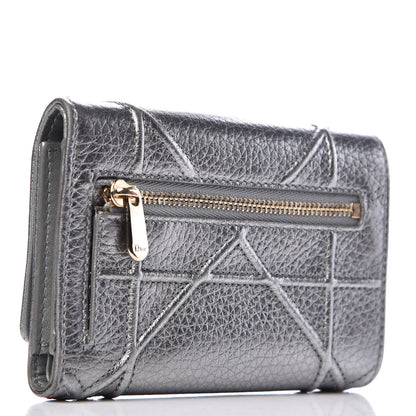 Christian Dior Metallic Grained Calfskin Cannage Diorama Elancee Wallet Silver 3 of 8