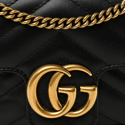 Gucci Calfskin Matelasse Super Mini GG Marmont Shoulder Bag Black 8 of 10