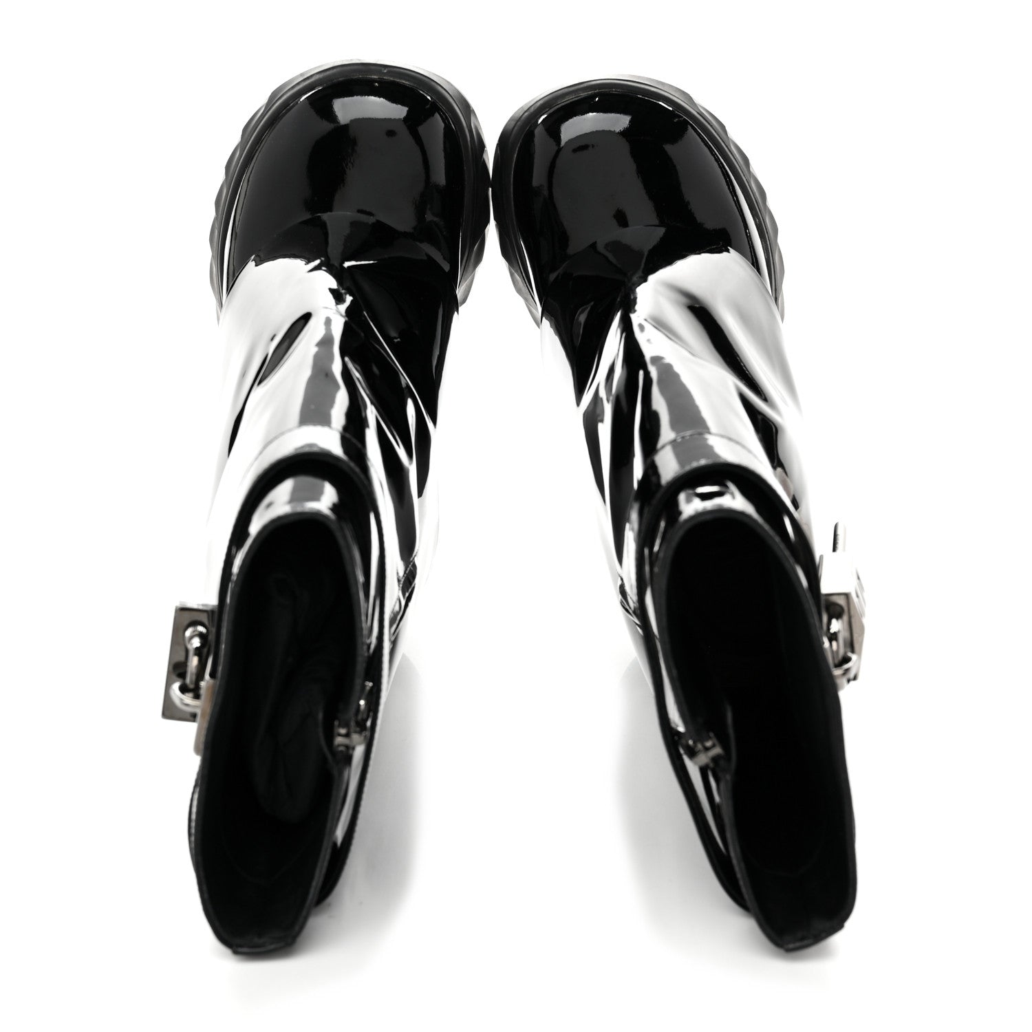 Givenchy Patent Shark Lock Biker Ankle Boots 37 Black 2 of 8