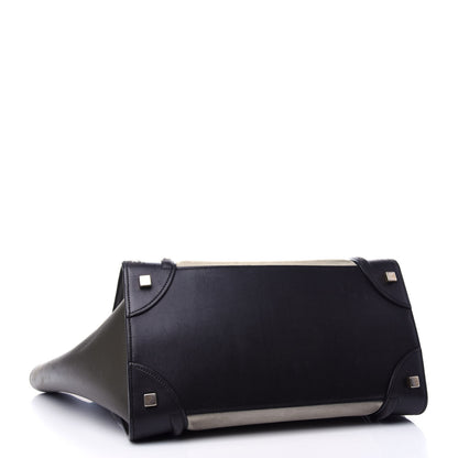 Celine Nubuck Smooth Calfskin Mini Tri-Color Luggage Olive 4 of 10