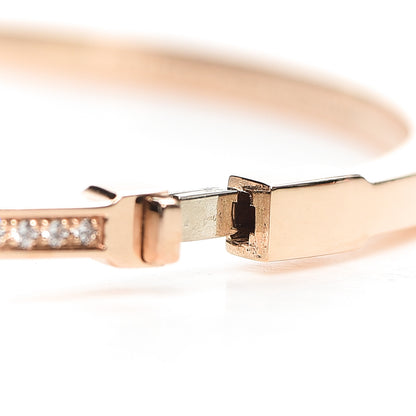 Tiffany 18K Rose Gold Diamond T Hinged Wire Bangle Bracelet 5 of 6
