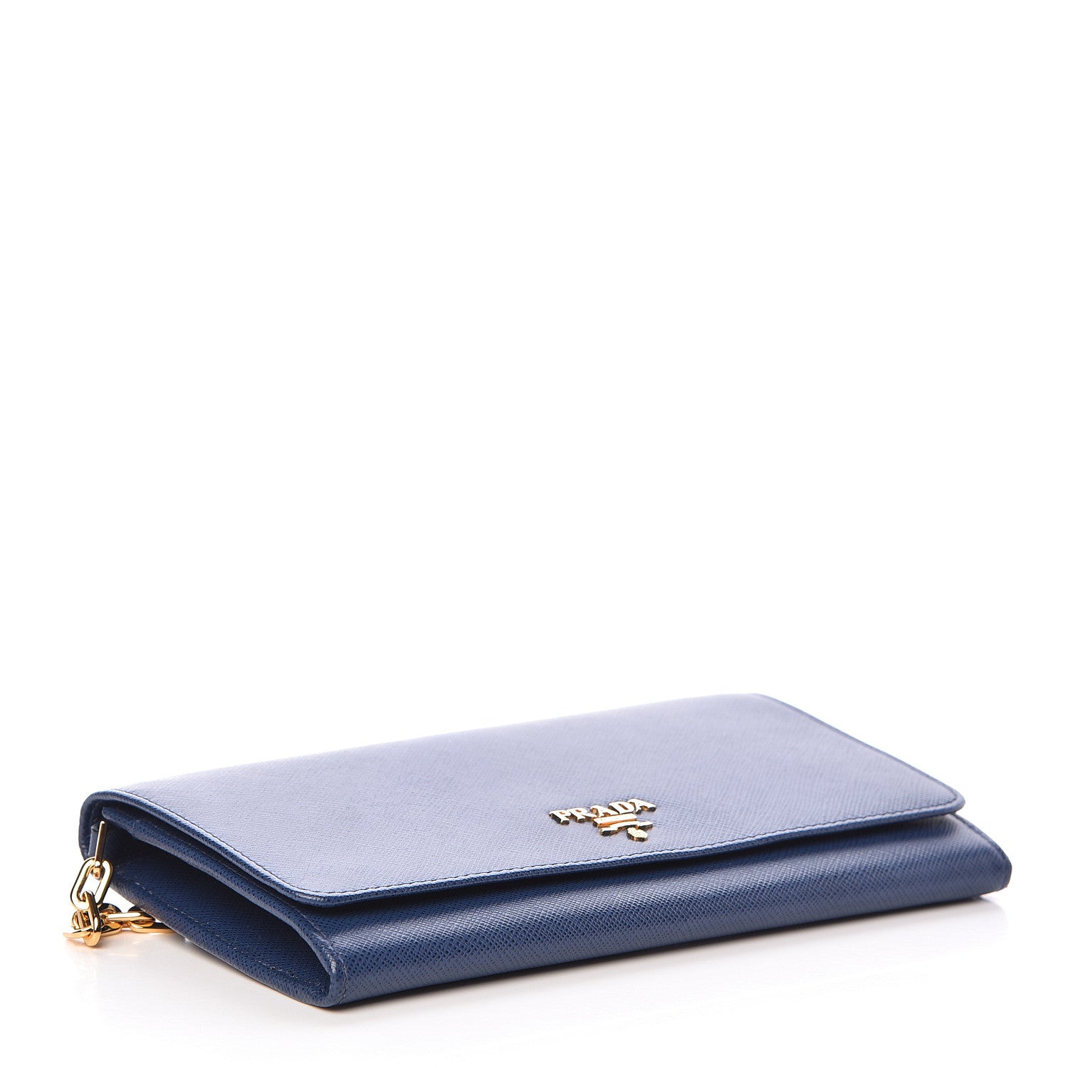Prada Saffiano Metal Oro Chain Wallet Bleuette 4 of 15