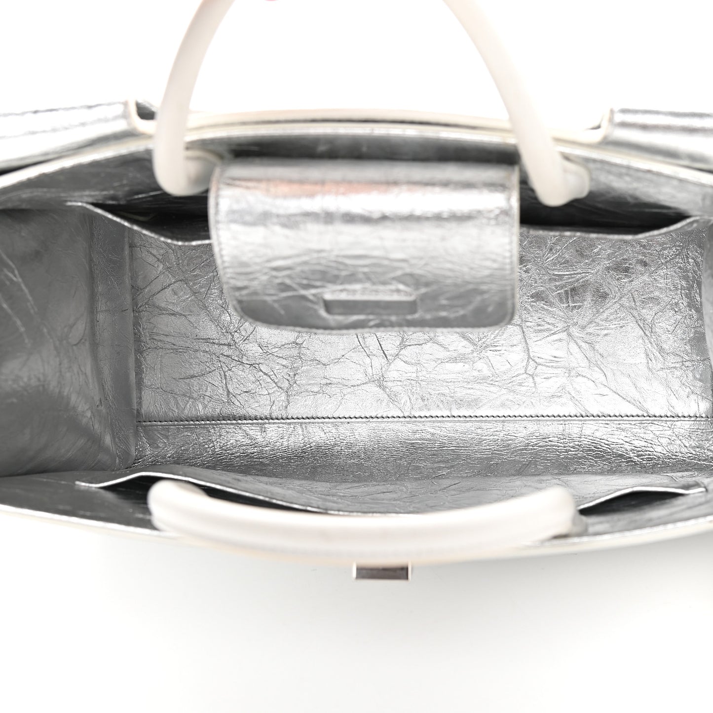 Metallic Calfskin Large Diorever Flap Silver