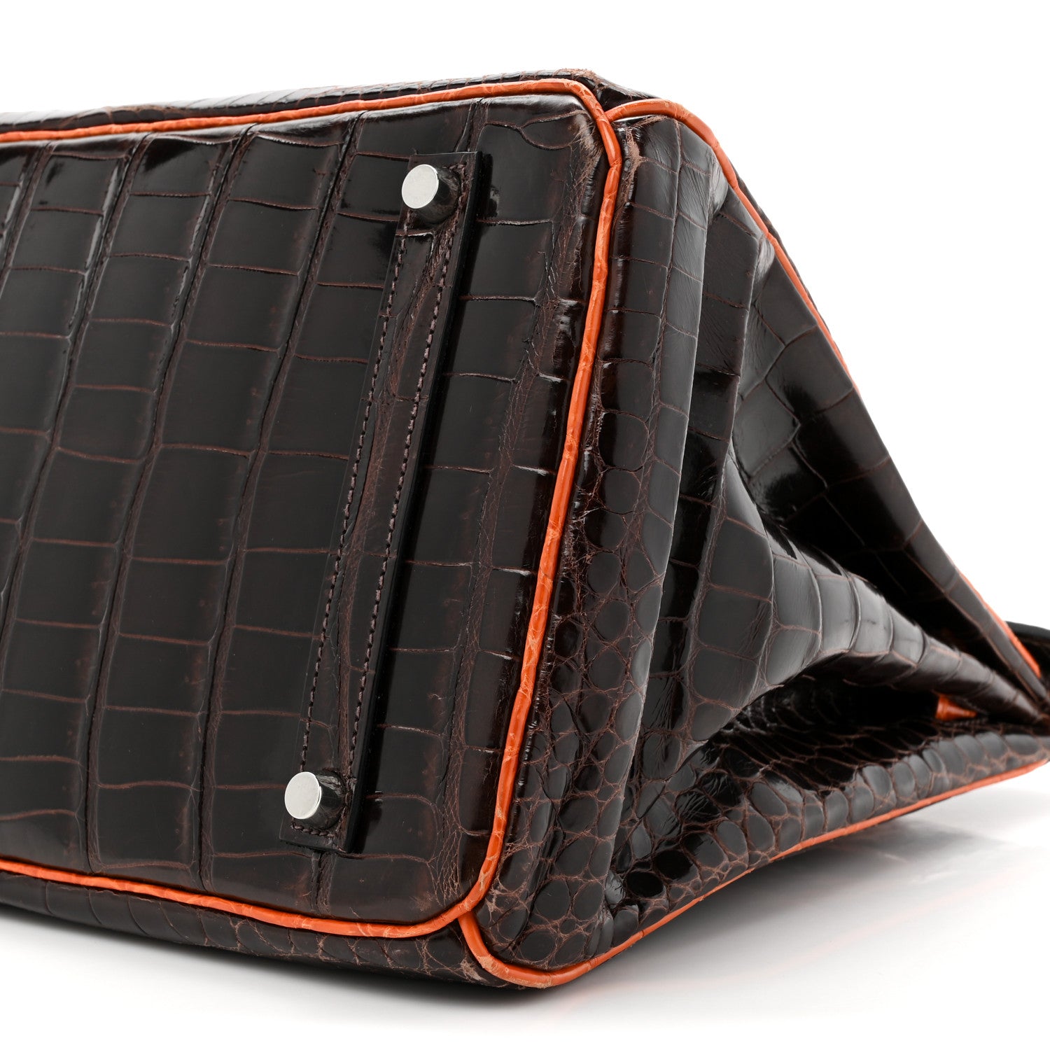 Hermes Shiny Porosus Crocodile Birkin 35 Havane Orange 9 of 23