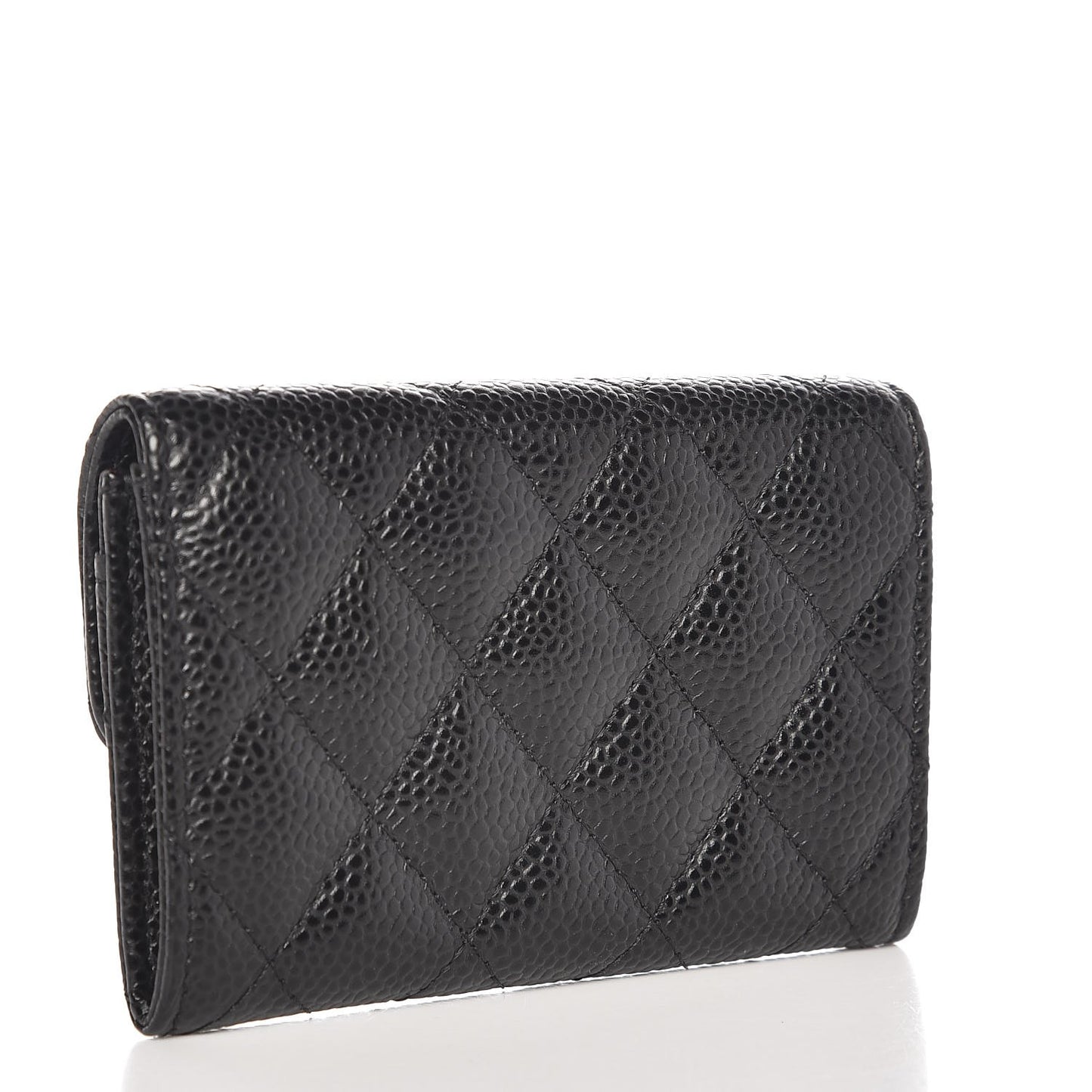 Caviar Quilted Flap Card Holder Black
