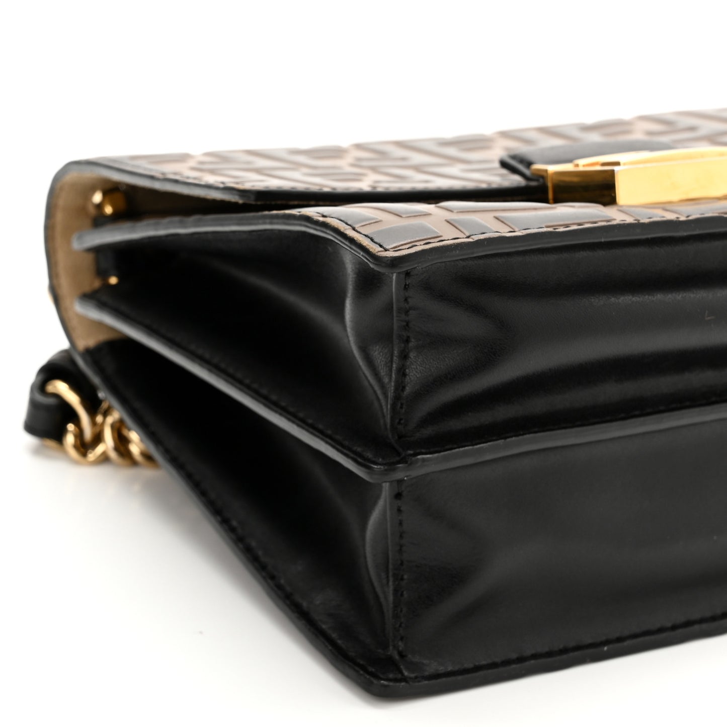 Vitello Liberty Bi-Color FF 1974 Embossed Small Kan U Shoulder Bag Maya Black