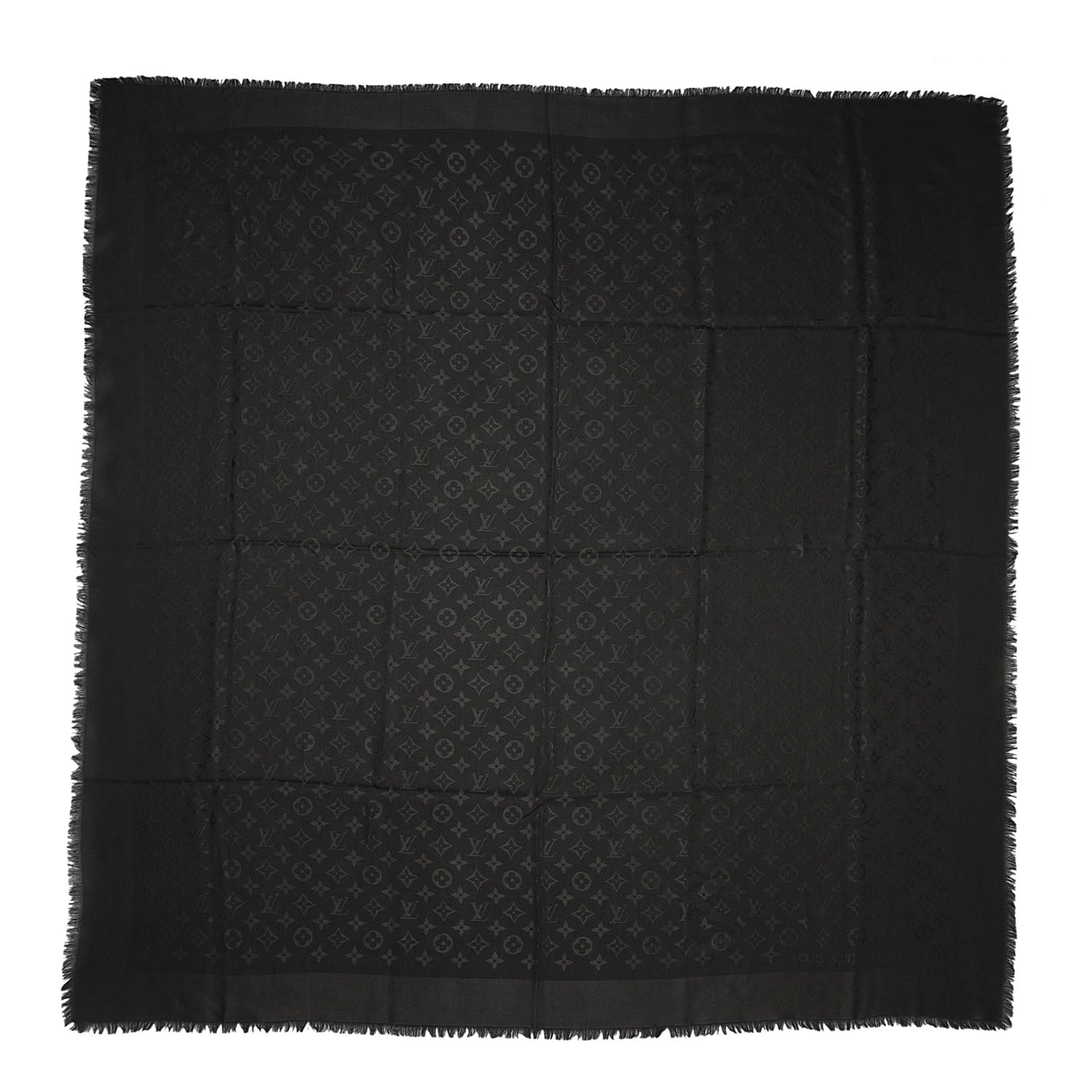 Louis Vuitton Wool Silk Monogram Shawl Anthracite 3 of 5