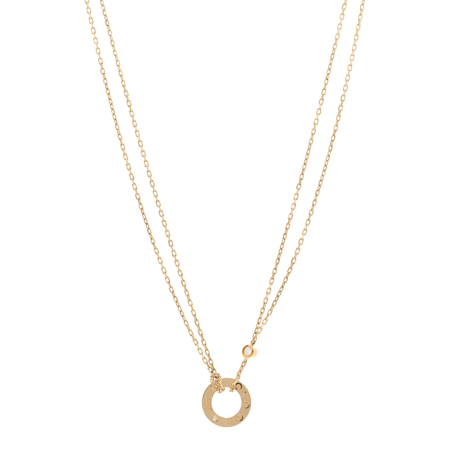 Cartier 18K Yellow Gold 2 Diamond LOVE Necklace 1 of 4