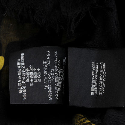 Gucci Modal Silk GG Writers Shawl Black Yellow 6 of 7