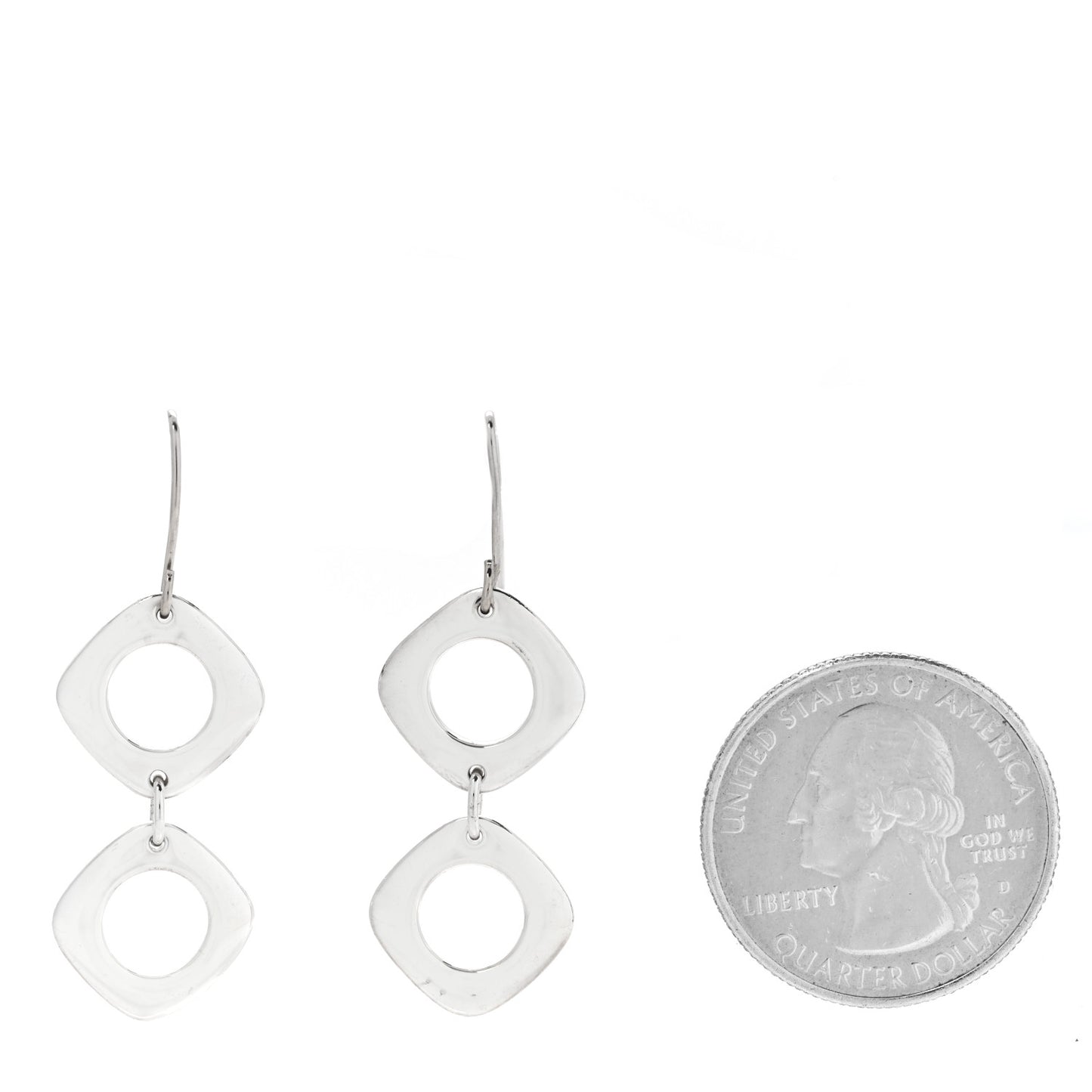 Sterling Silver Cushion Square Link Drop Earrings