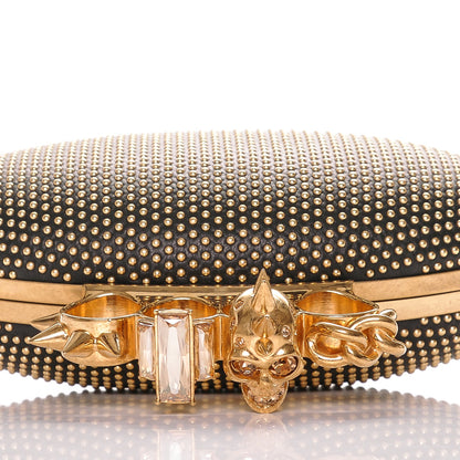 Alexander McQueen Nappa Studded Skull Knuckle Oval Box Clutch Black 5 of 7