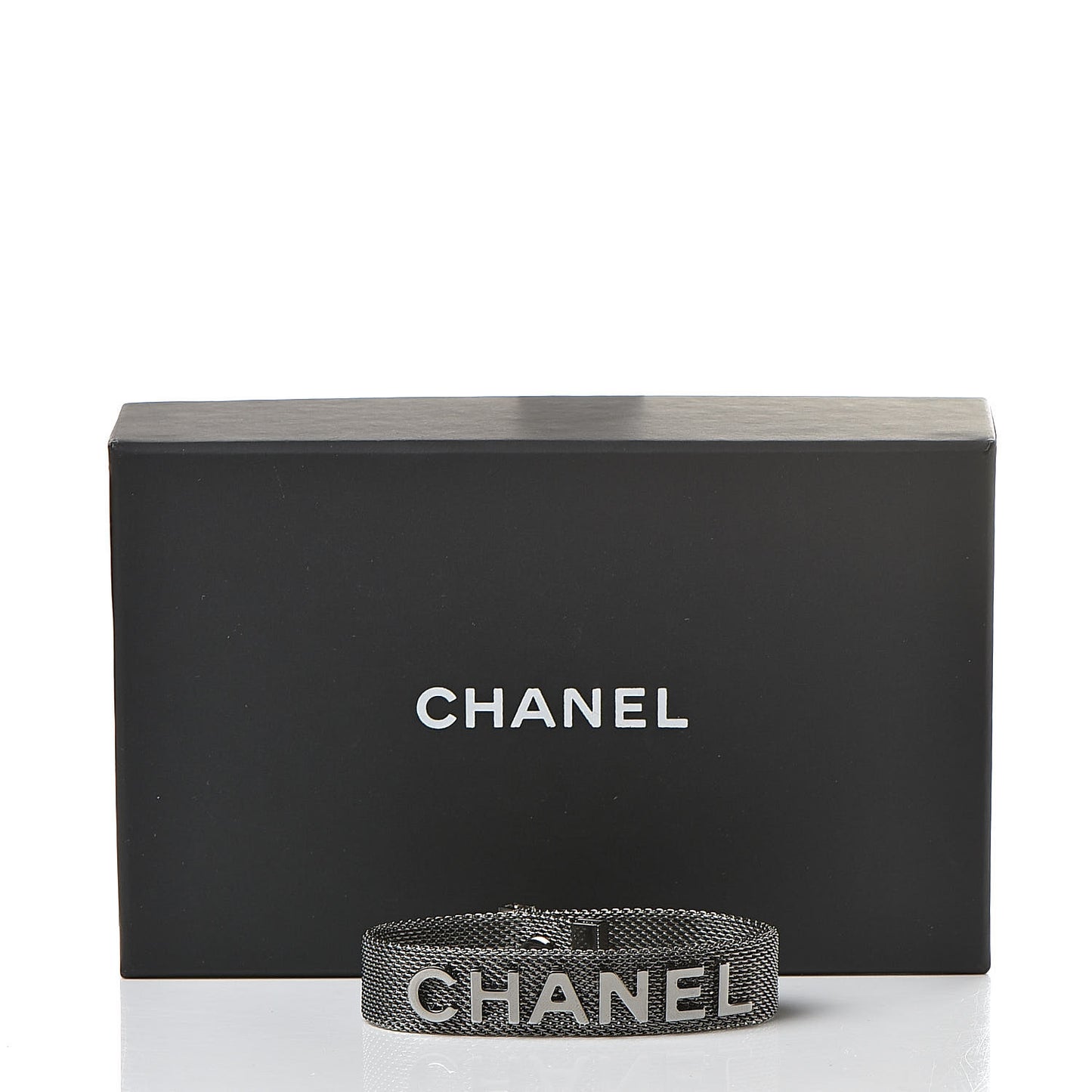 Metal Mesh Logo Bracelet Silver