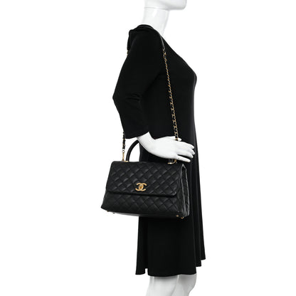 Chanel Caviar Lizard Embossed Quilted Small Coco Handle Flap Black 2 of 11