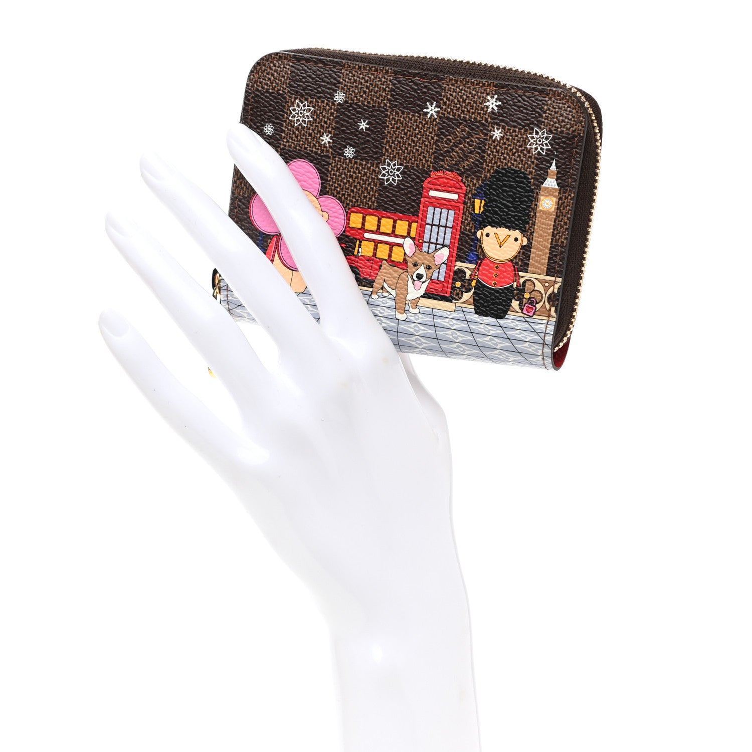 Louis Vuitton Damier Ebene 2021 Christmas Animation London Zippy Coin Purse Red 2 of 6