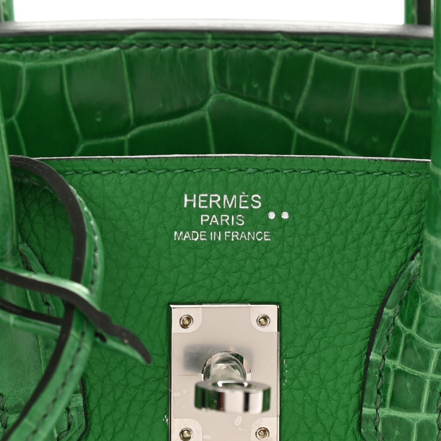 Togo Shiny Niloticus Crocodile Birkin Touch 25 Bambou Cactus